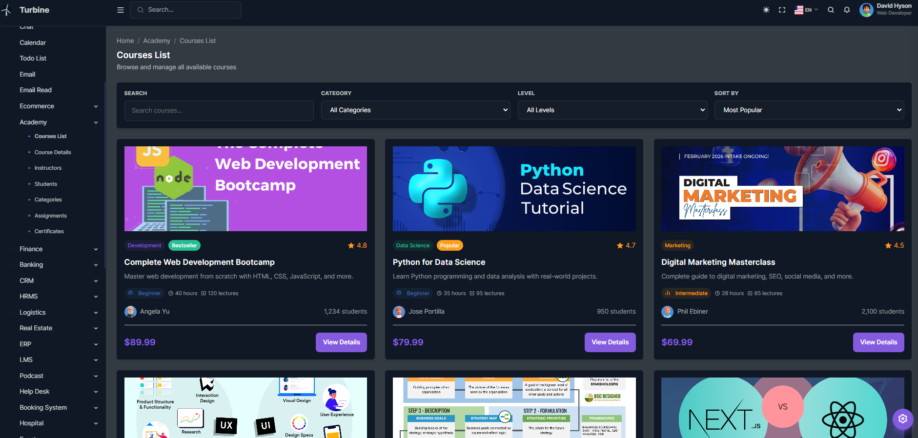 Academy Admin Template Laravel