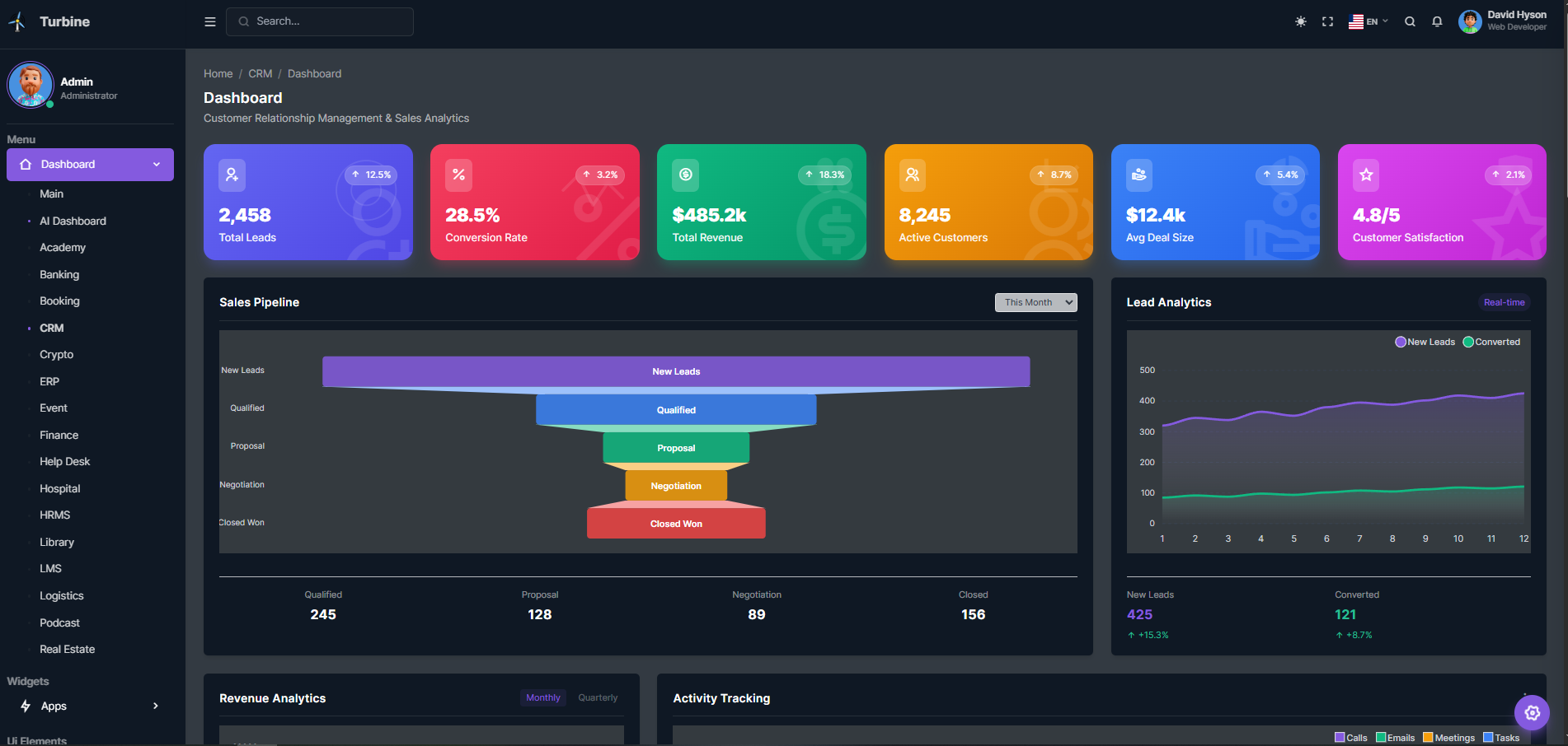 CRM Dashboard Admin Template Laravel