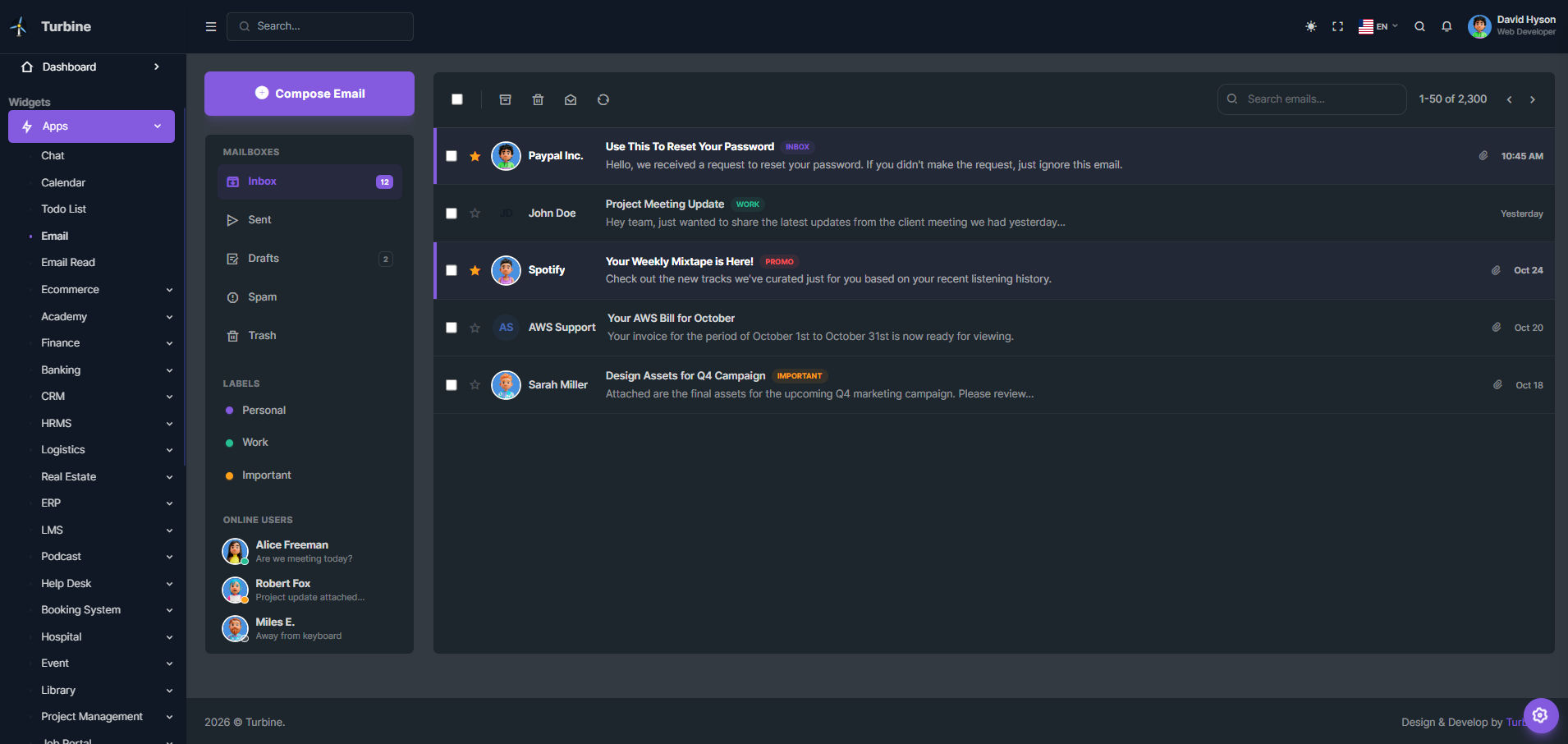 Email Application Admin Template Laravel